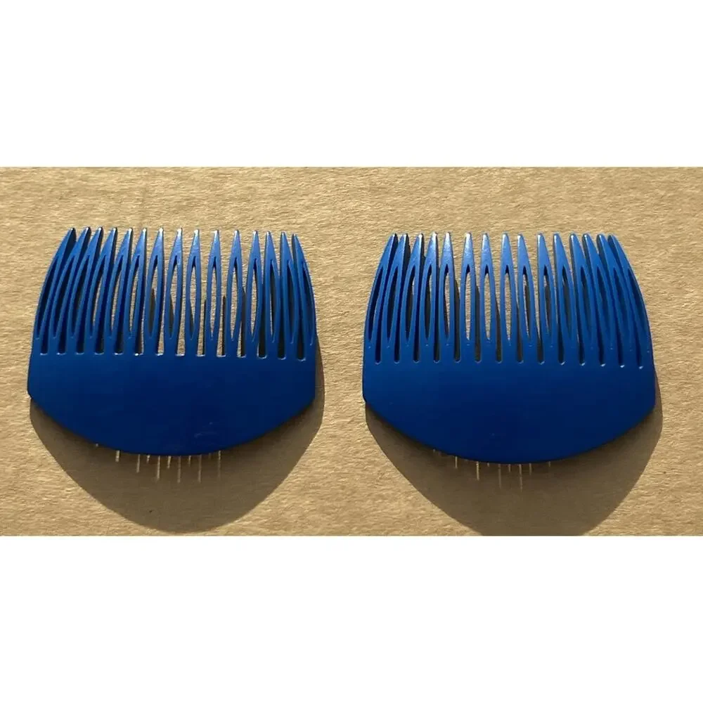 Vintage Alexandre de Paris Blue Hair Comb Curved French Barrette Accessory 2.75”